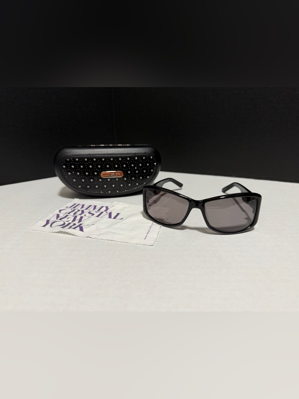 Jimmy Crystal Black Rectangular Women's Sunglasses — Classic Sun Protection‎
